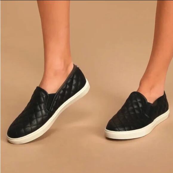 Steve Madden Ecentrcq Black Quilted Leather Sneakers Size 8 Chunky Platform - Picture 2 of 12